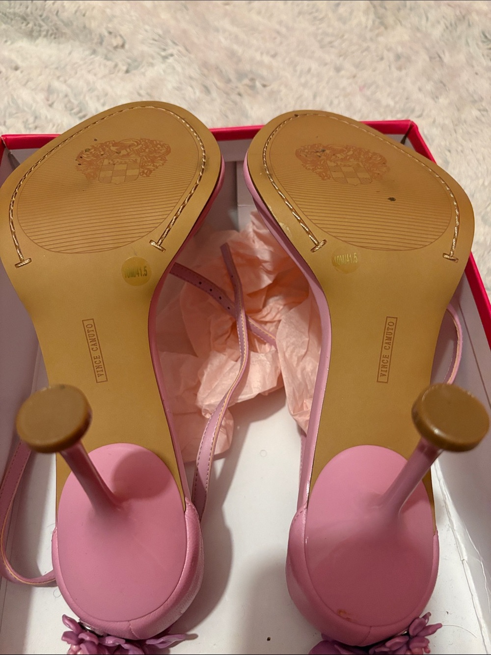 Vince Camuto Pink Open-Toe Ankle-Strap Heels - Picture 6 of 10